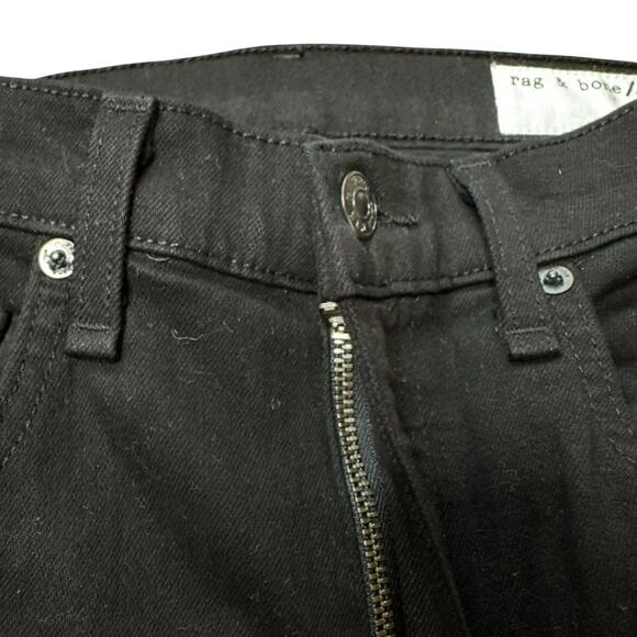 RAG & BONE 10 Inch Capri Black Hampton Jeans Cropped Raw Edge Women's Size 27 - Picture 6 of 10